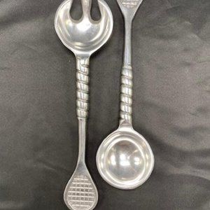 Set of Salad Servers with a Tennis Theme Handles, 13"